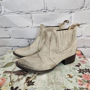 Freebird Lasso White Snakeskin Ankle Booties